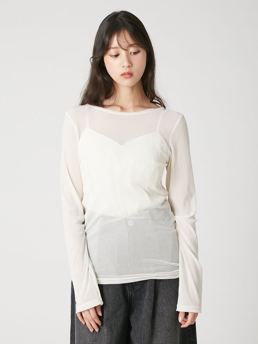 FRAY I.D「【ウォッシャブル】フロッキーチュールベーシックトップス」|Tシャツ・カットソー|