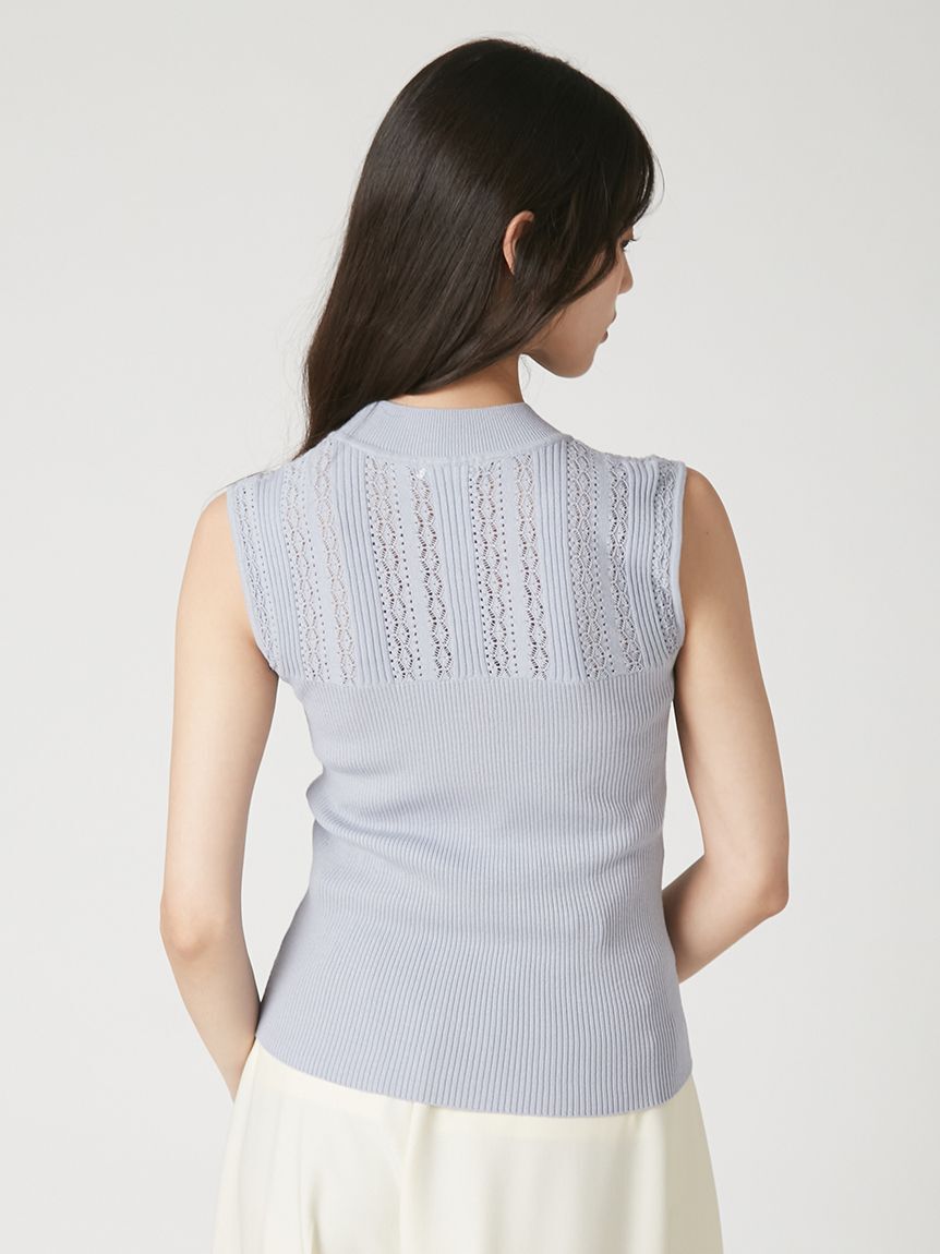 FRAY I.D「【ウォッシャブル】アイレットハイネックノースリニット」|ニット・セーター|