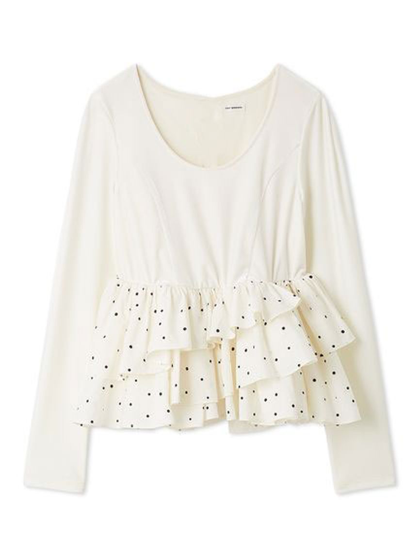LILY BROWN「ベロアペプラムフリルトップス」|Tシャツ・カットソー|