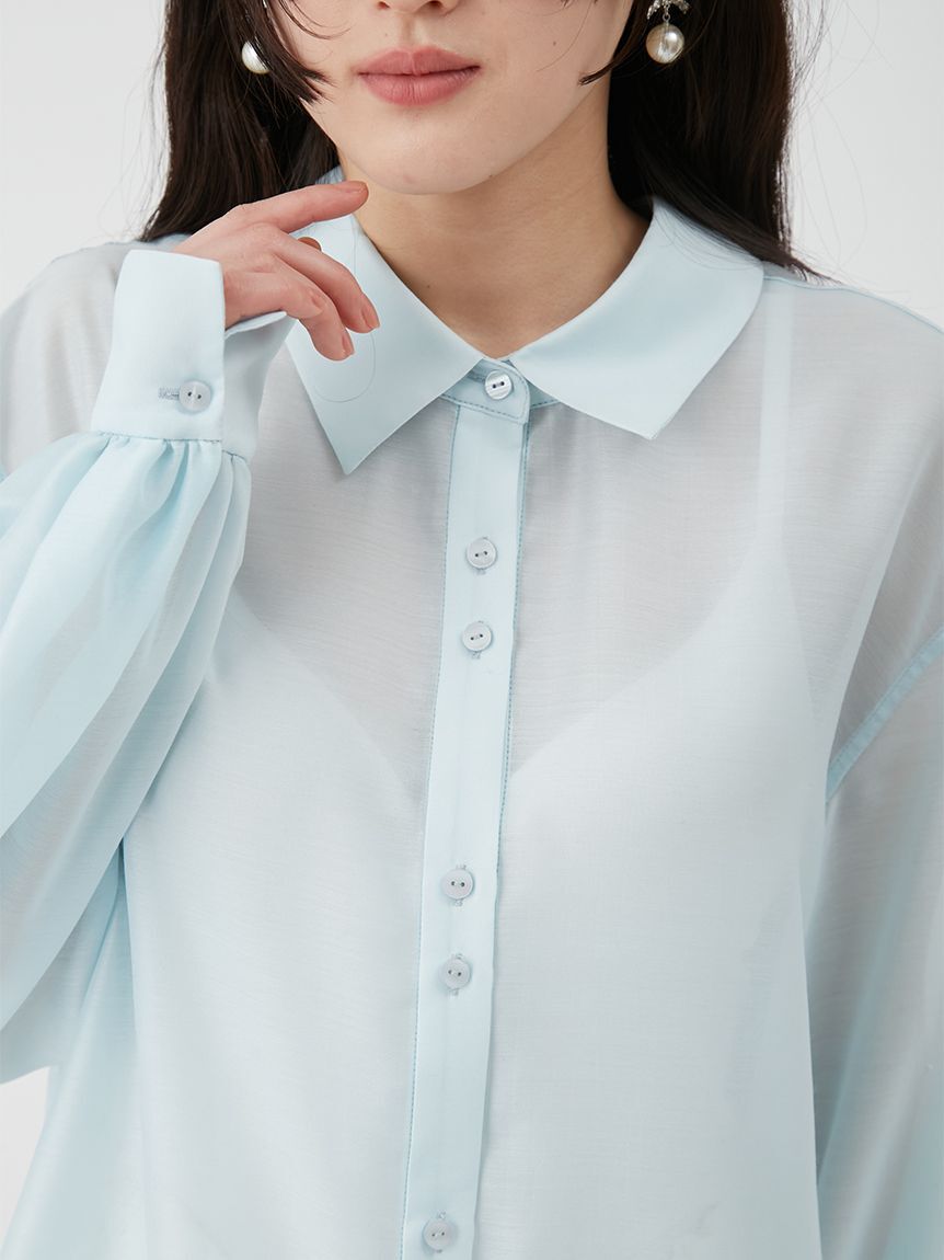LILY BROWN「【ウォッシャブル】シアーオーバーシャツ」|シャツ・ブラウス|