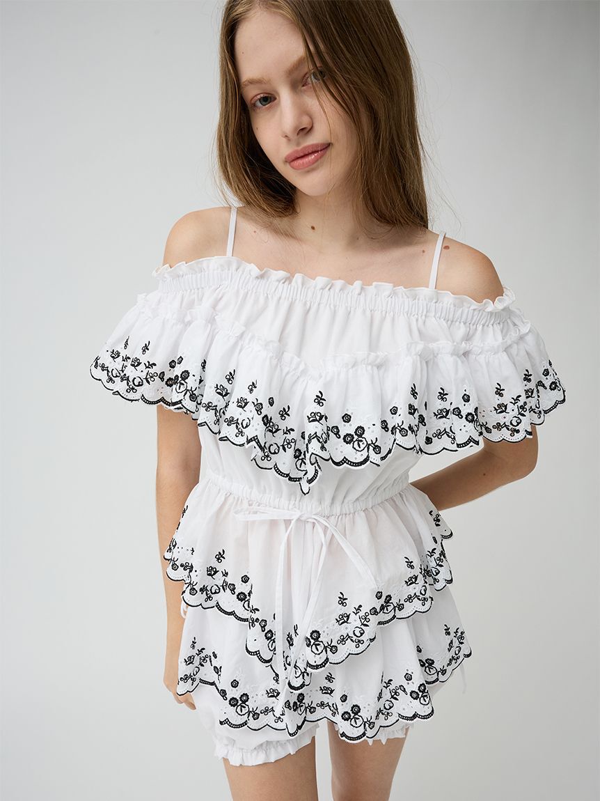 LILY BROWN「コットンレースオフショルトップス」|Tシャツ・カットソー|