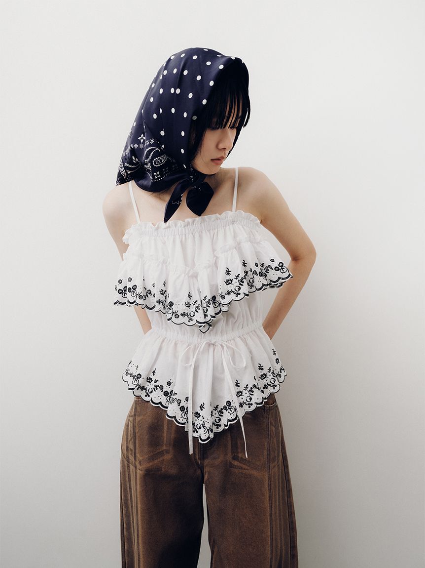 LILY BROWN「コットンレースオフショルトップス」|Tシャツ・カットソー|