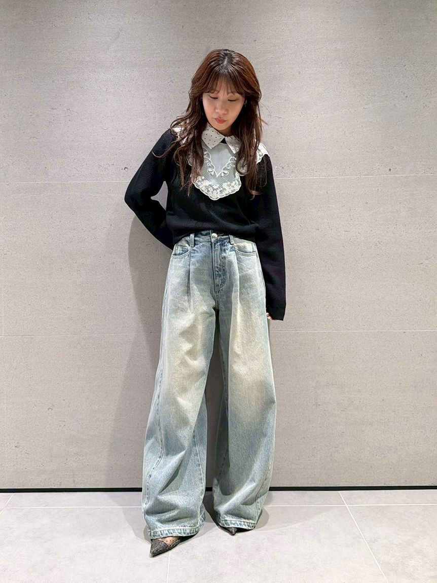 LILY BROWN「【限定カラー】[L.B CANDY STOCK] エンブロイダリービブカラーニットセット」|ワンピース|