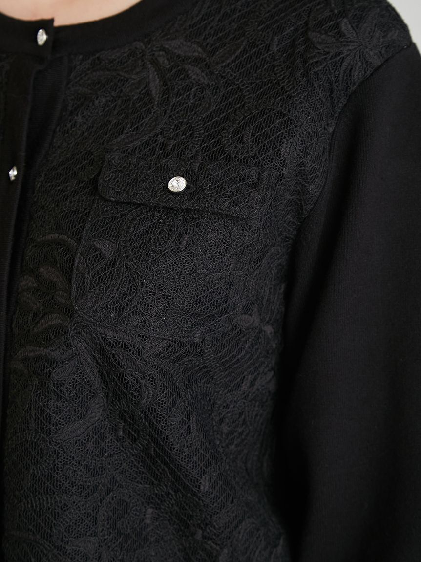 CELFORD「【セットアップ対応】チュール刺繍ドッキングカーディガン」|カーディガン|