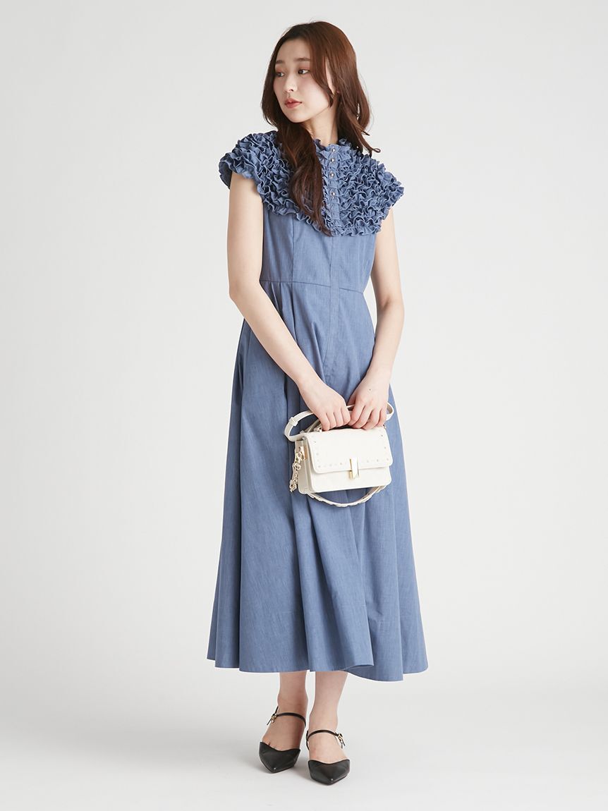 CELFORD「フロント釦フリルシャツワンピース」|ワンピース|BLU