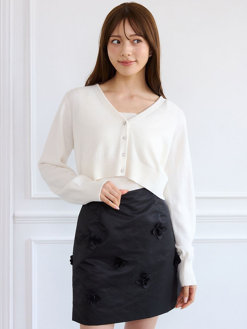 CELFORD「【セットアップ対応】3Dフローラルモチーフスカート」|スカート|BLK