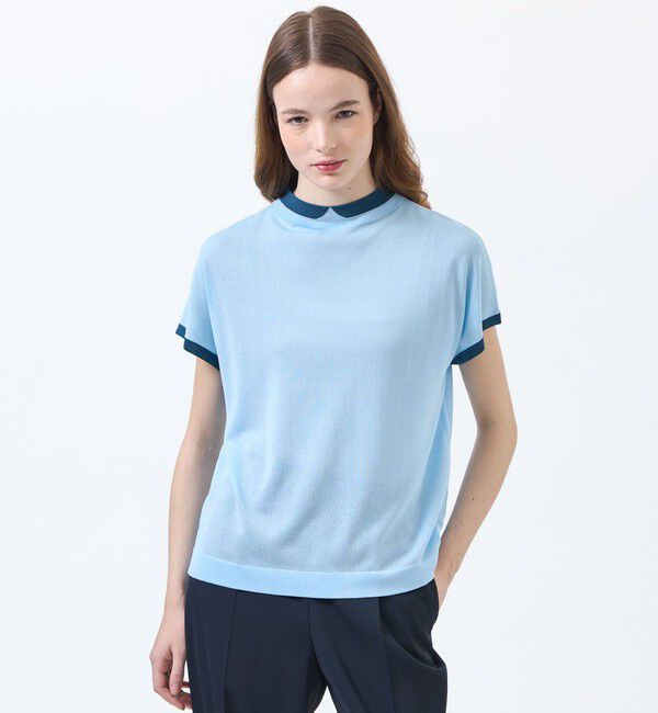 MACKINTOSH PHILOSOPHY「【Cleric Collar Knit】シアードルマン」|ニット・セーター|ライトブルー