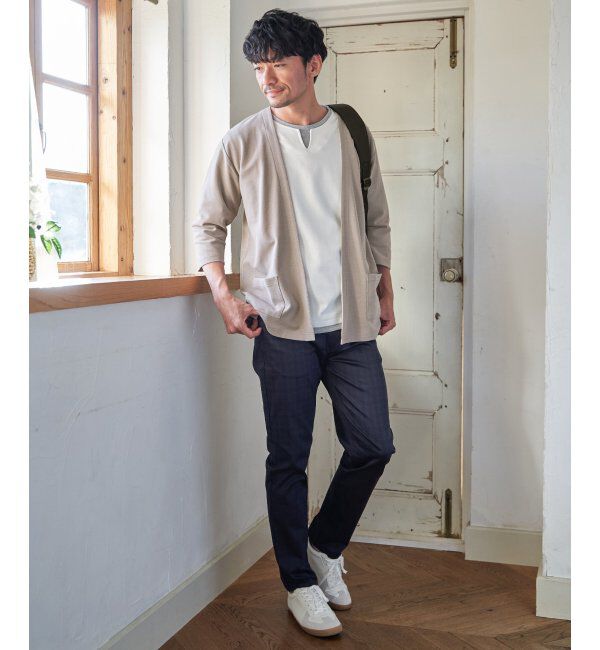 ikka「【抗菌防臭】GOKU楽冷感7分袖キーネック」|Tシャツ・カットソー|