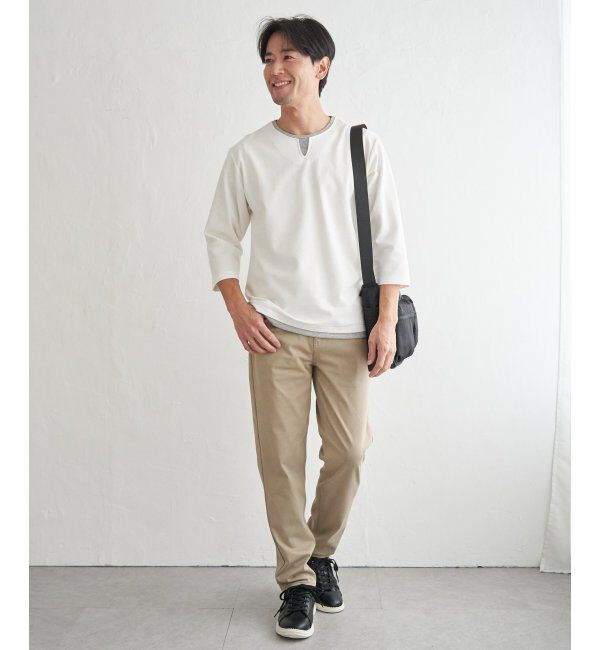 ikka「【抗菌防臭】GOKU楽冷感7分袖キーネック」|Tシャツ・カットソー|
