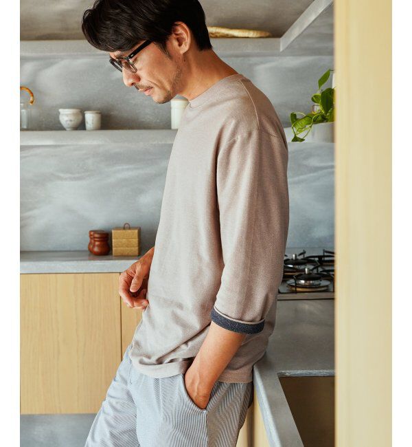 ikka「ドライ梨地七分袖Tシャツ」|Tシャツ・カットソー|