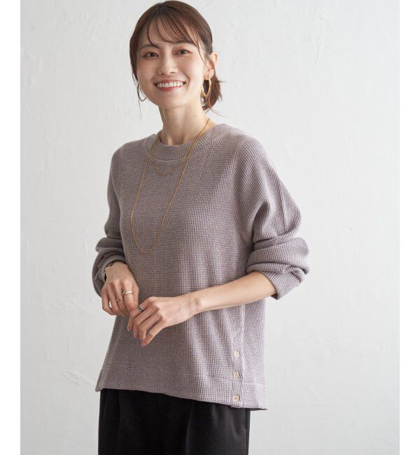 ikka「ラメワッフル裾リングドットプルオーバー」|その他|コーヒー