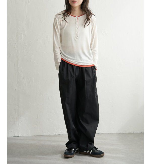 VENCE share style「スラブヘンリー配色プルオーバー」|ニット・セーター|
