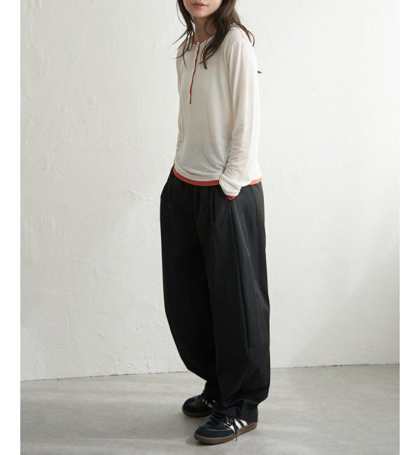 VENCE share style「スラブヘンリー配色プルオーバー」|ニット・セーター|