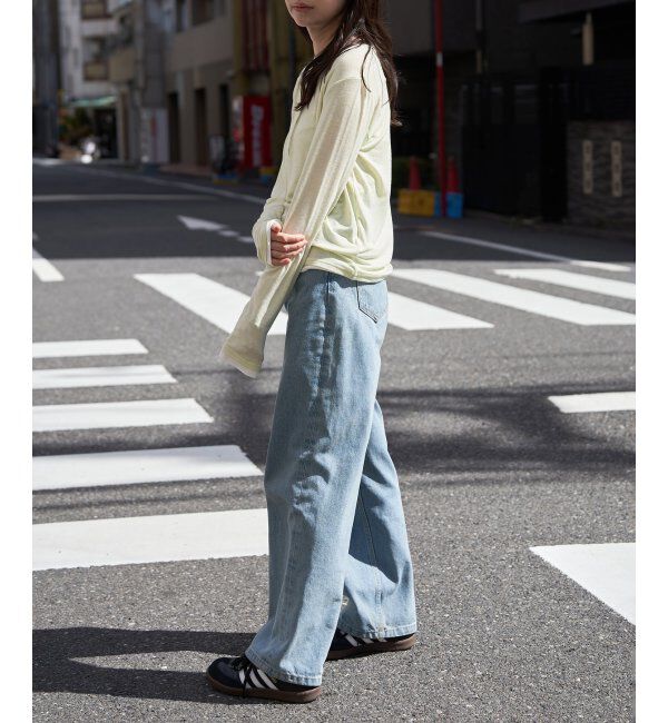 VENCE share style「スラブヘンリー配色プルオーバー」|ニット・セーター|