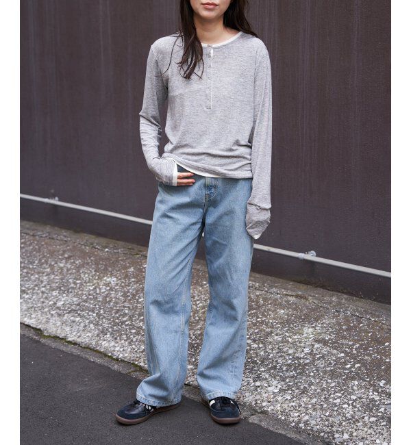 VENCE share style「スラブヘンリー配色プルオーバー」|ニット・セーター|
