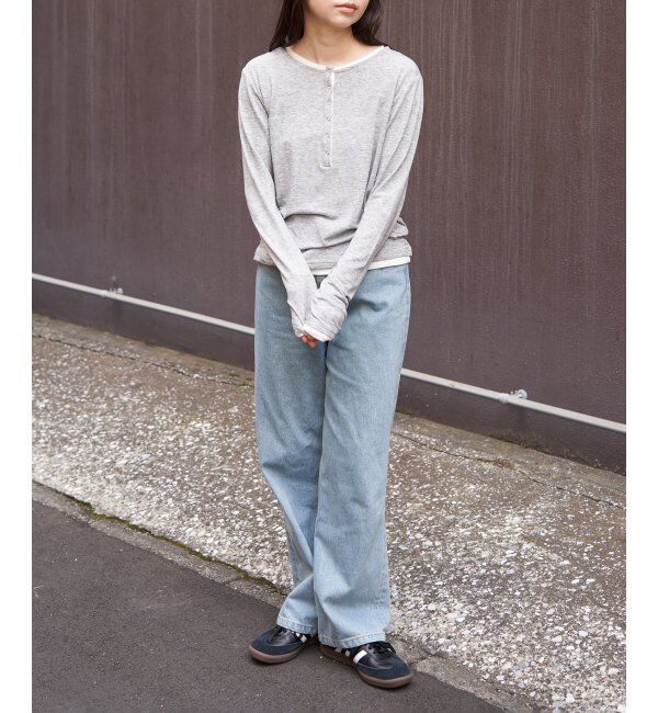 VENCE share style「スラブヘンリー配色プルオーバー」|ニット・セーター|