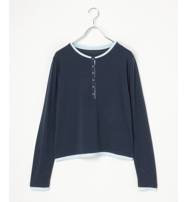 VENCE share style「スラブヘンリー配色プルオーバー」|ニット・セーター|
