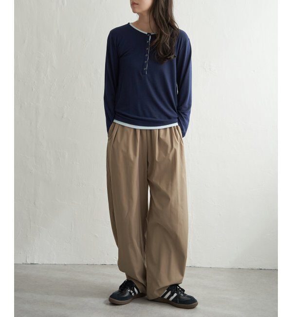 VENCE share style「スラブヘンリー配色プルオーバー」|ニット・セーター|