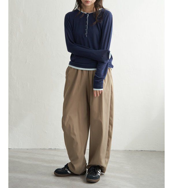 VENCE share style「スラブヘンリー配色プルオーバー」|ニット・セーター|