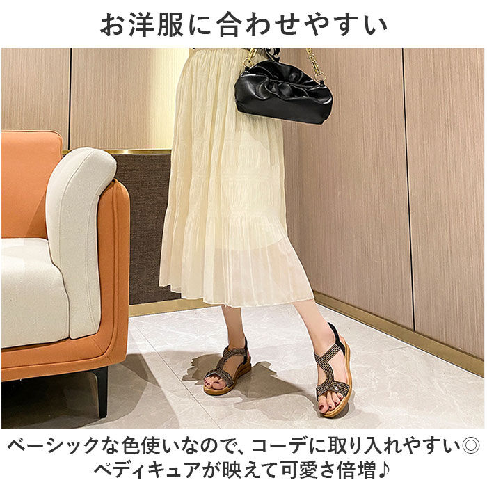 BACKYARD FAMILY「サンダル レディース かわいい 通販 ヒール ローヒール サマーサンダル 夏 夏用 ぺたんこ」|サンダル|