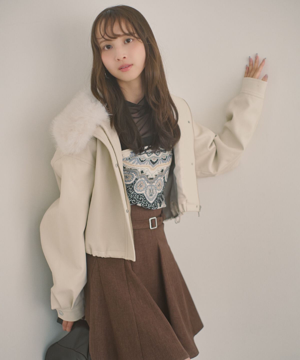 アンドクチュール「ベルト付きフレアミニスカート」|フレア|