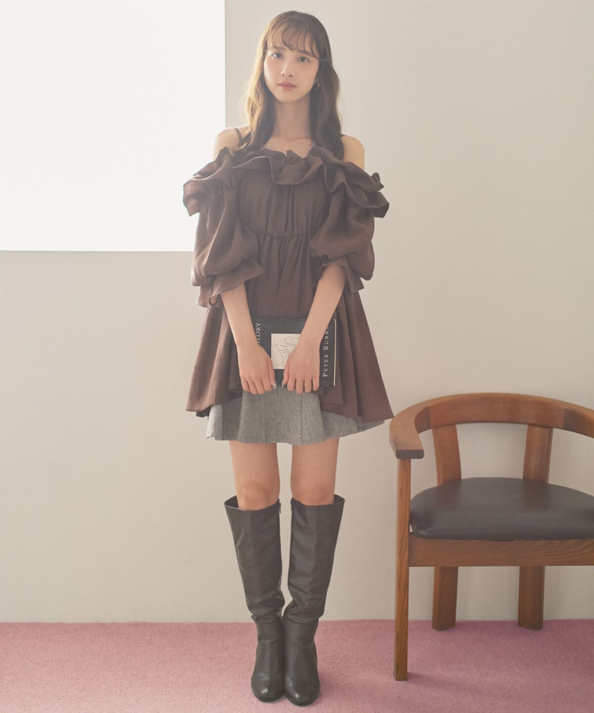 アンドクチュール「ベルト付きフレアミニスカート」|フレア|