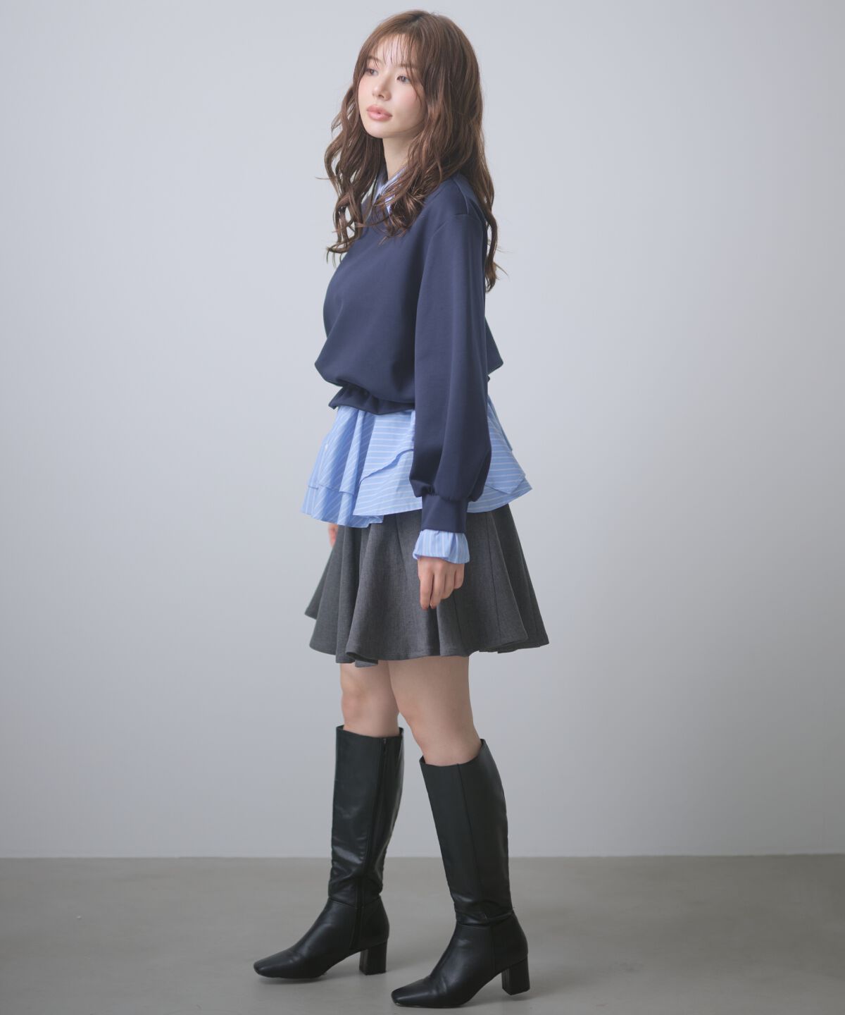アンドクチュール「ベルト付きフレアミニスカート」|フレア|