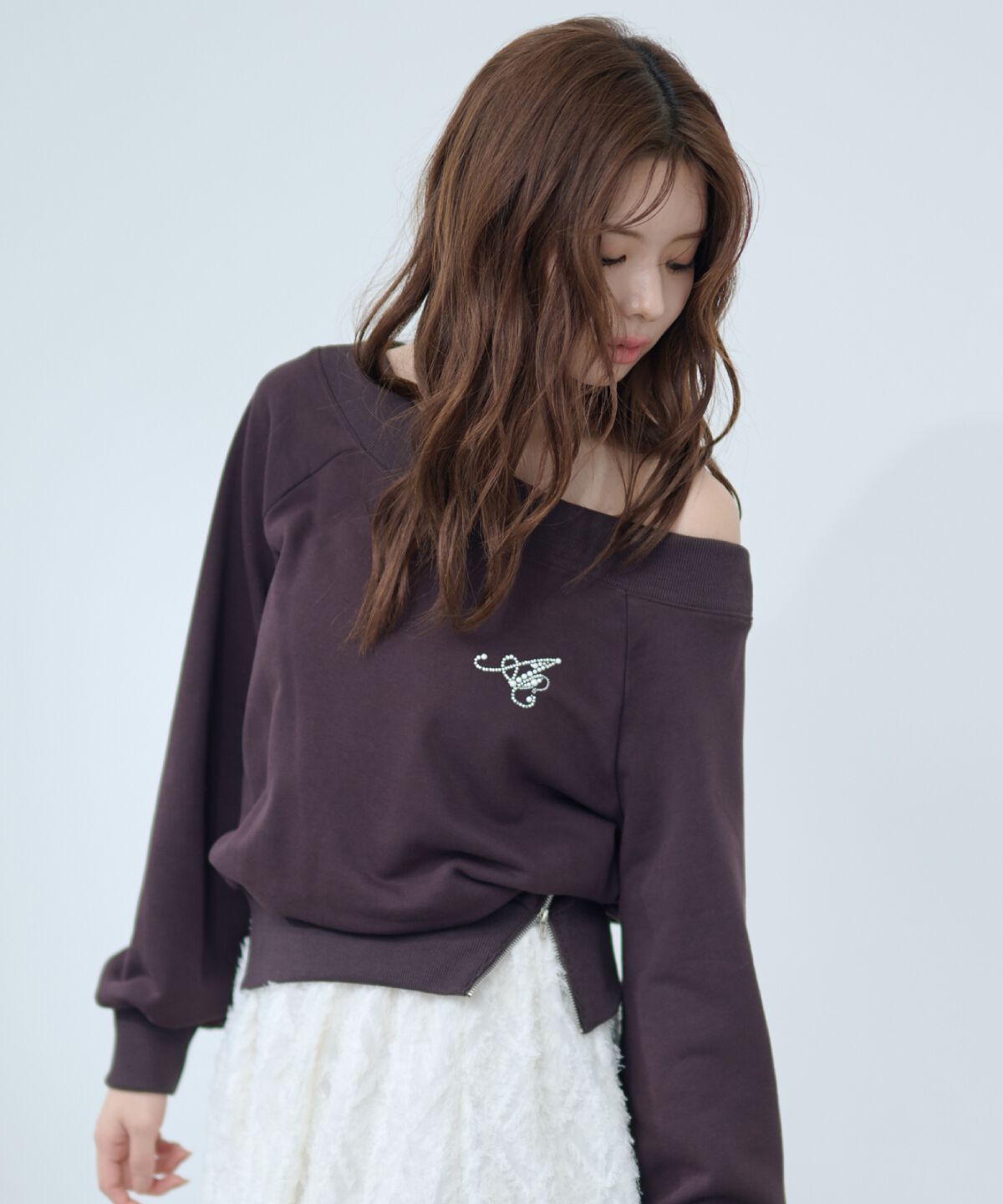 アンドクチュール「サイドジップオフショルスウェットプルオーバー」|Tシャツ・カットソー|
