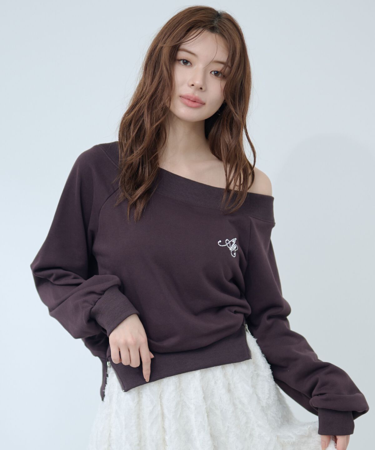 アンドクチュール「サイドジップオフショルスウェットプルオーバー」|Tシャツ・カットソー|
