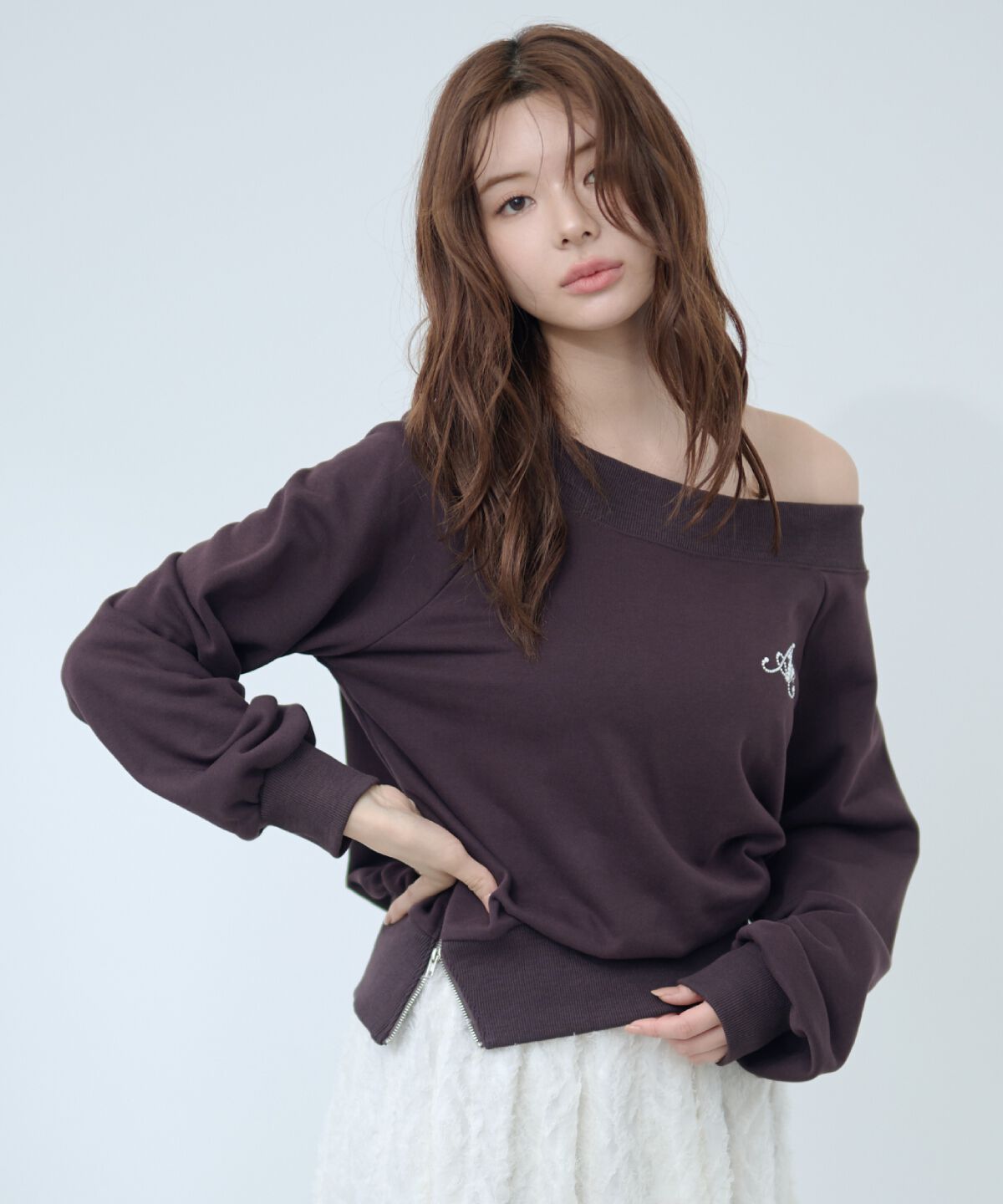 アンドクチュール「サイドジップオフショルスウェットプルオーバー」|Tシャツ・カットソー|