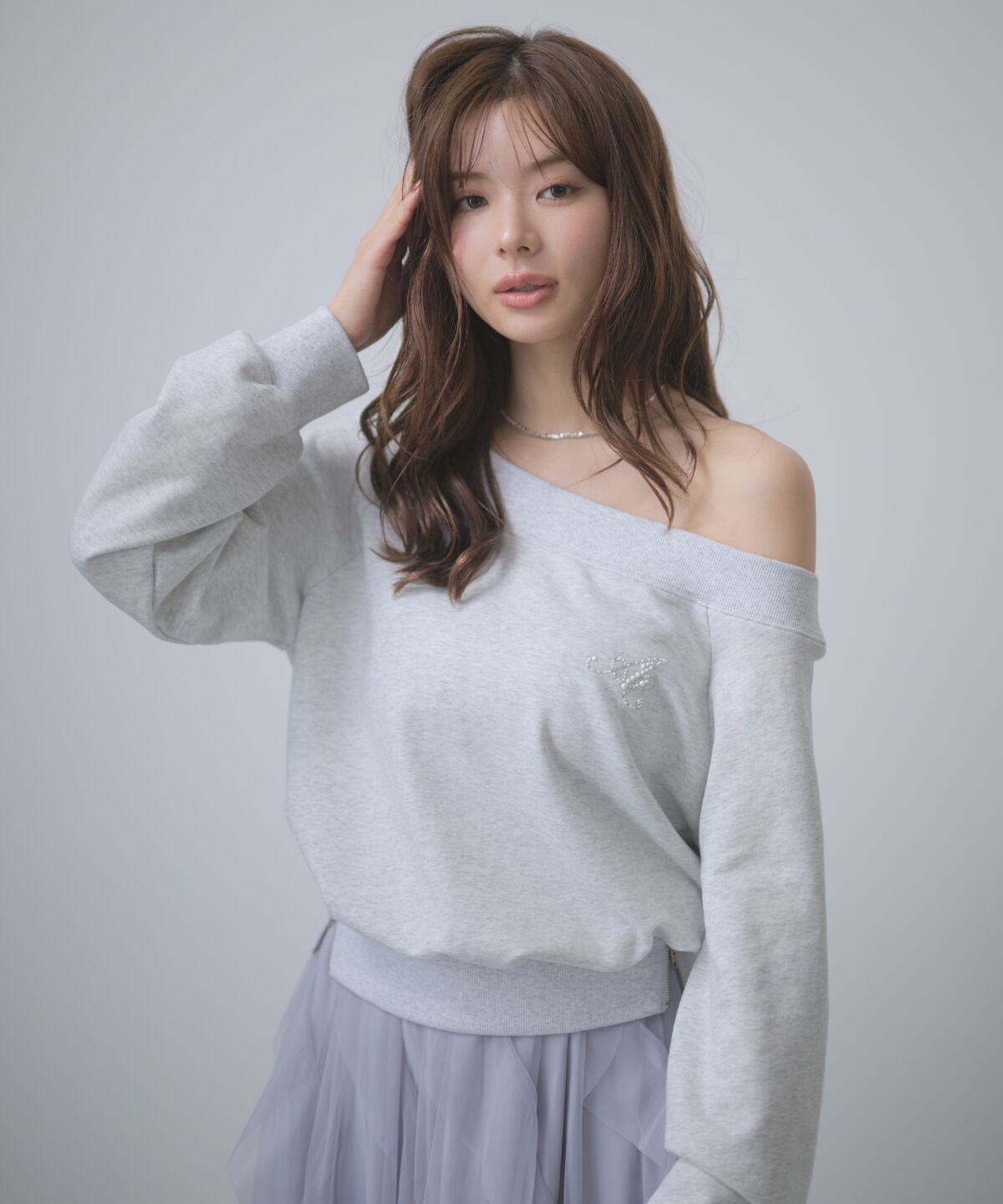 アンドクチュール「サイドジップオフショルスウェットプルオーバー」|Tシャツ・カットソー|