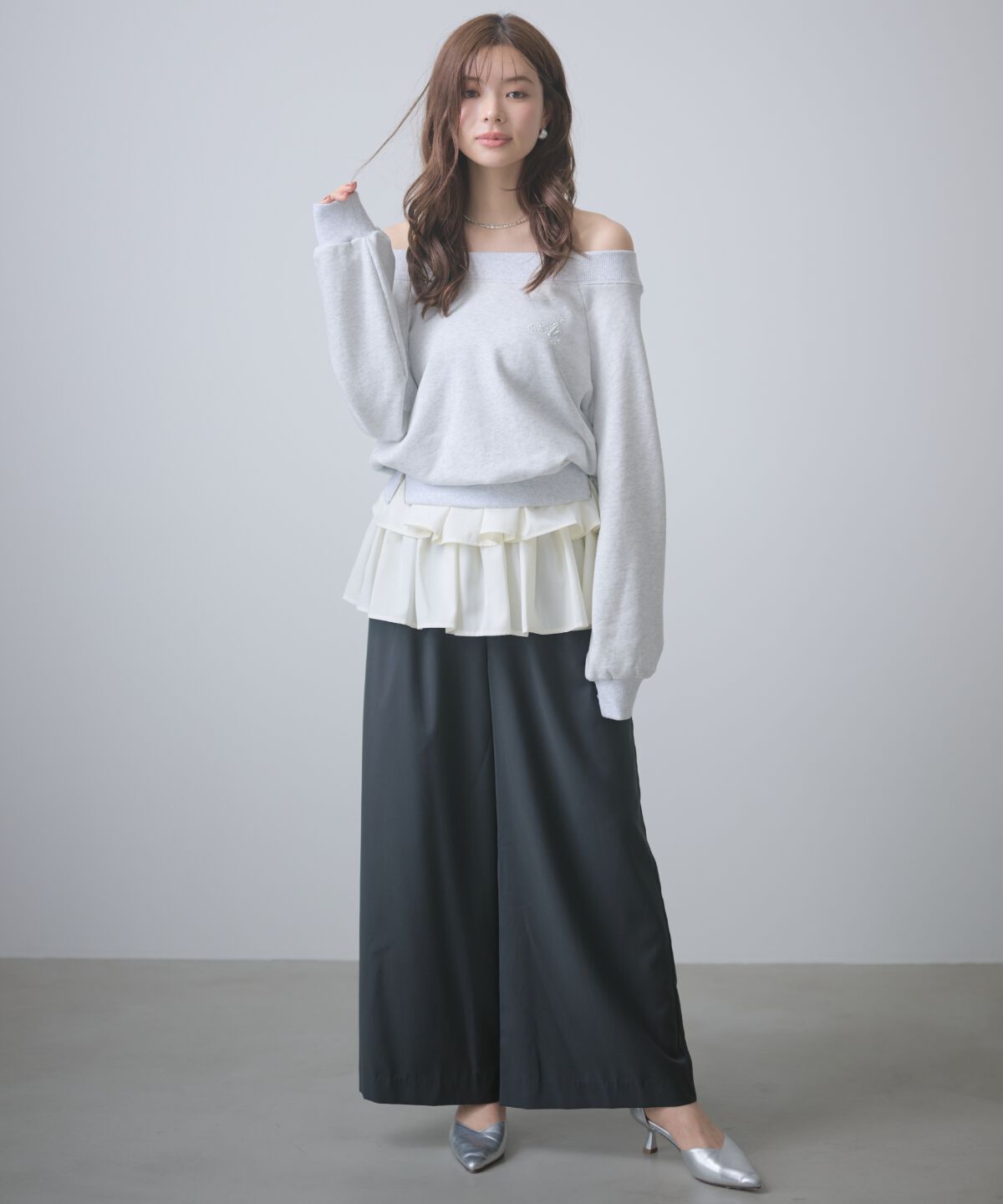 アンドクチュール「サイドジップオフショルスウェットプルオーバー」|Tシャツ・カットソー|