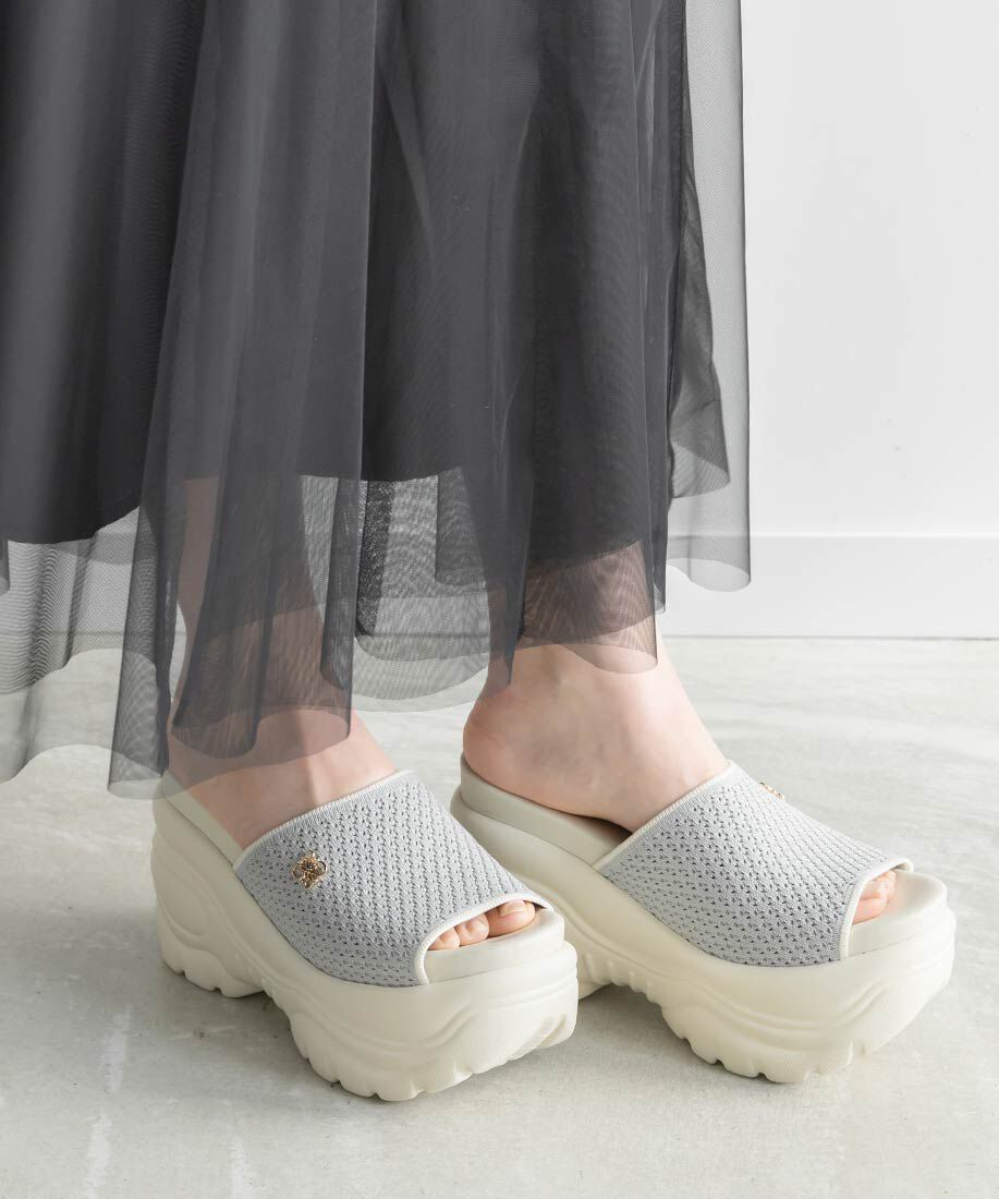  「【SUSTAINABLE】ニットボリュームソールサンダル」|サンダル|ブルー