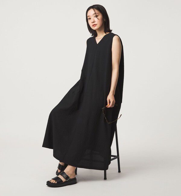 UNITED ARROWS green label relaxing「【WEB限定】＜at ease＞カラミ ノースリーブ ワンピース」|ワンピース|BLACK