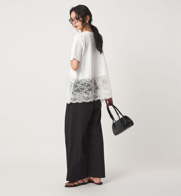 UNITED ARROWS green label relaxing「【WEB限定】＜at ease＞イレヘム レース ドッキング ショートスリーブ カットソー」|Tシャツ・カットソー|