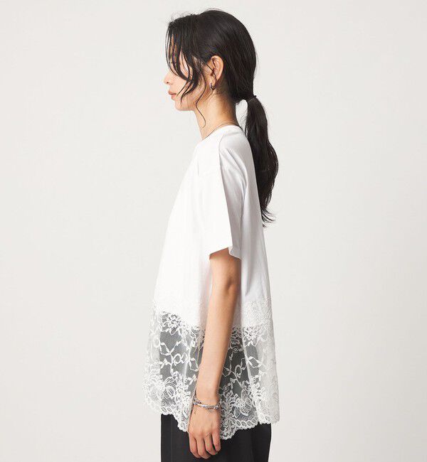UNITED ARROWS green label relaxing「【WEB限定】＜at ease＞イレヘム レース ドッキング ショートスリーブ カットソー」|Tシャツ・カットソー|