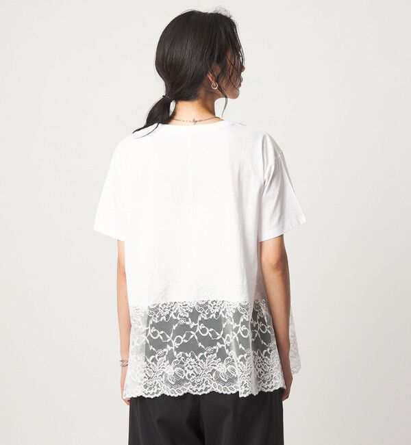 UNITED ARROWS green label relaxing「【WEB限定】＜at ease＞イレヘム レース ドッキング ショートスリーブ カットソー」|Tシャツ・カットソー|