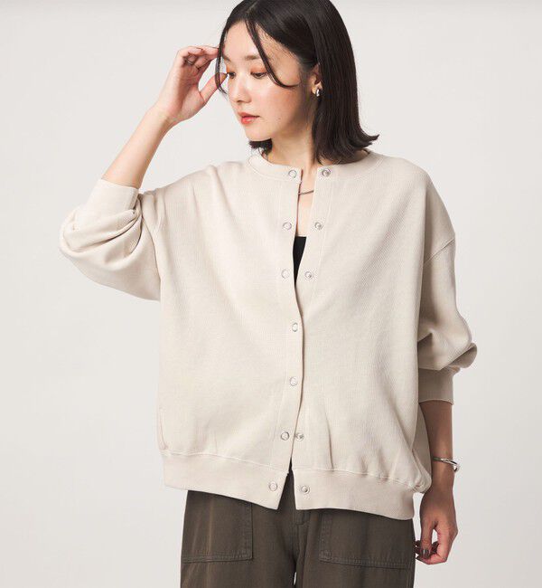 UNITED ARROWS green label relaxing「【WEB限定】＜at ease＞ダブルフェイス クルーネック カットソー カーディガン」|カーディガン|NATURAL