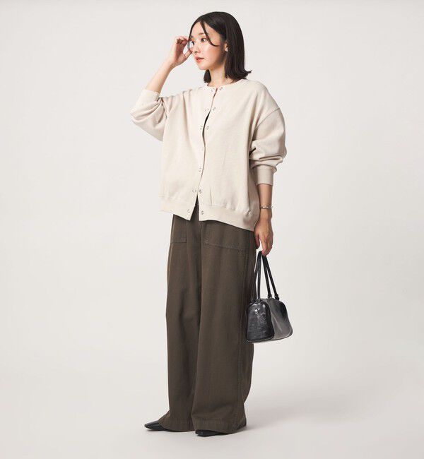 UNITED ARROWS green label relaxing「【WEB限定】＜at ease＞ダブルフェイス クルーネック カットソー カーディガン」|カーディガン|
