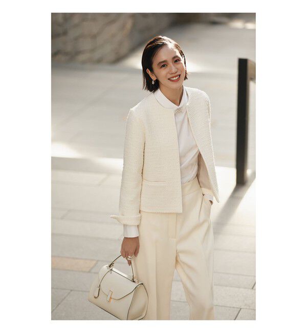 Demi-Luxe BEAMS 「ツイード クルーネック ジャケット＊」|ダッフルコート|BEIGE