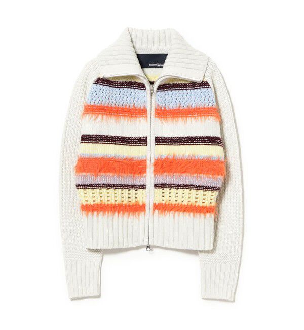 Ray BEAMS 「【別注】boussole / ボーダージップ ニット カーディガン」|ニット・セーター|OFF_WHITE