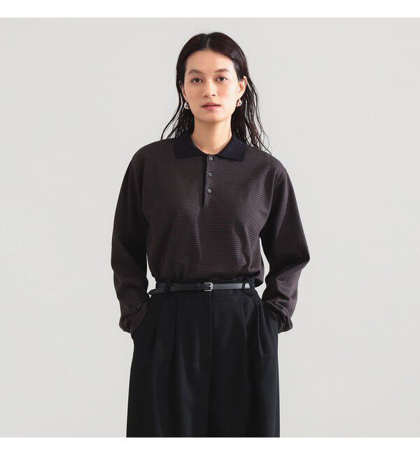 BEAMS SELECTION for WOMEN「BATONER / ブラウジング ポロ ロングスリーブ Tシャツ」|Tシャツ・カットソー|BLACK&times;BROWN