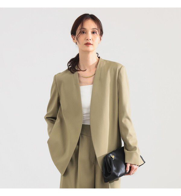Demi-Luxe BEAMS 「プレシャス ノーカラージャケット」|ノーカラージャケット|KHAKI_BEIGE