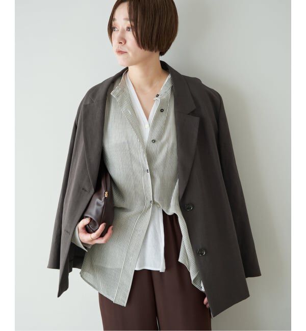 Plage「sandy linen 混 ジャケット」|テーラードジャケット|グレー
