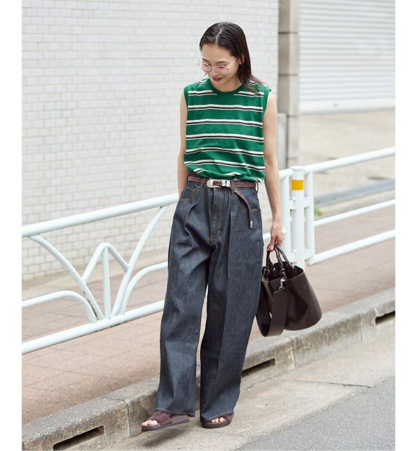 JOURNAL STANDARD「《追加3》汗ジミ防止天竺ボーダーノースリーブ」|Tシャツ・カットソー|