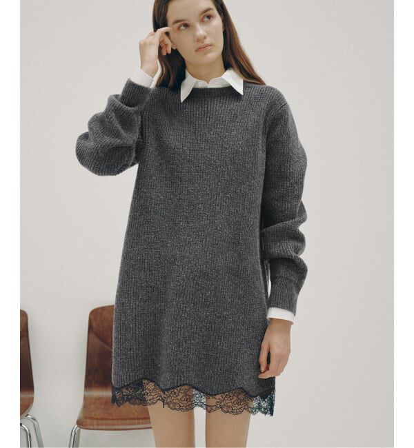 Glyph「《一部店舗+WEB限定予約》Half Cardigan Knit Dress」|ワンピース|グレー