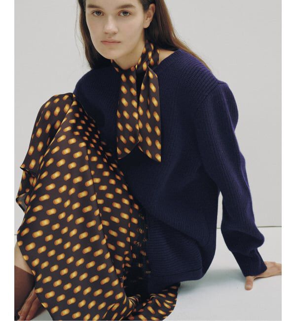Glyph「《一部店舗+WEB限定予約》Half Cardigan Knit Dress」|ワンピース|ネイビー