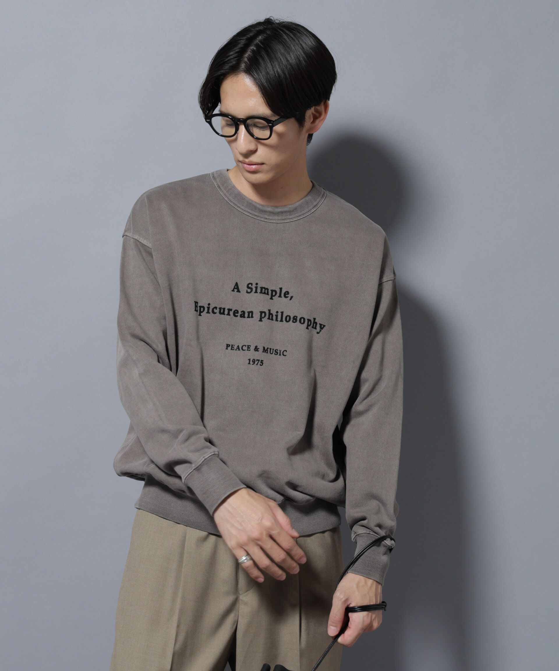 NANO universe「ヴィンテージライク エディトリアル デザインスウェット」|Tシャツ・カットソー|ブラウン