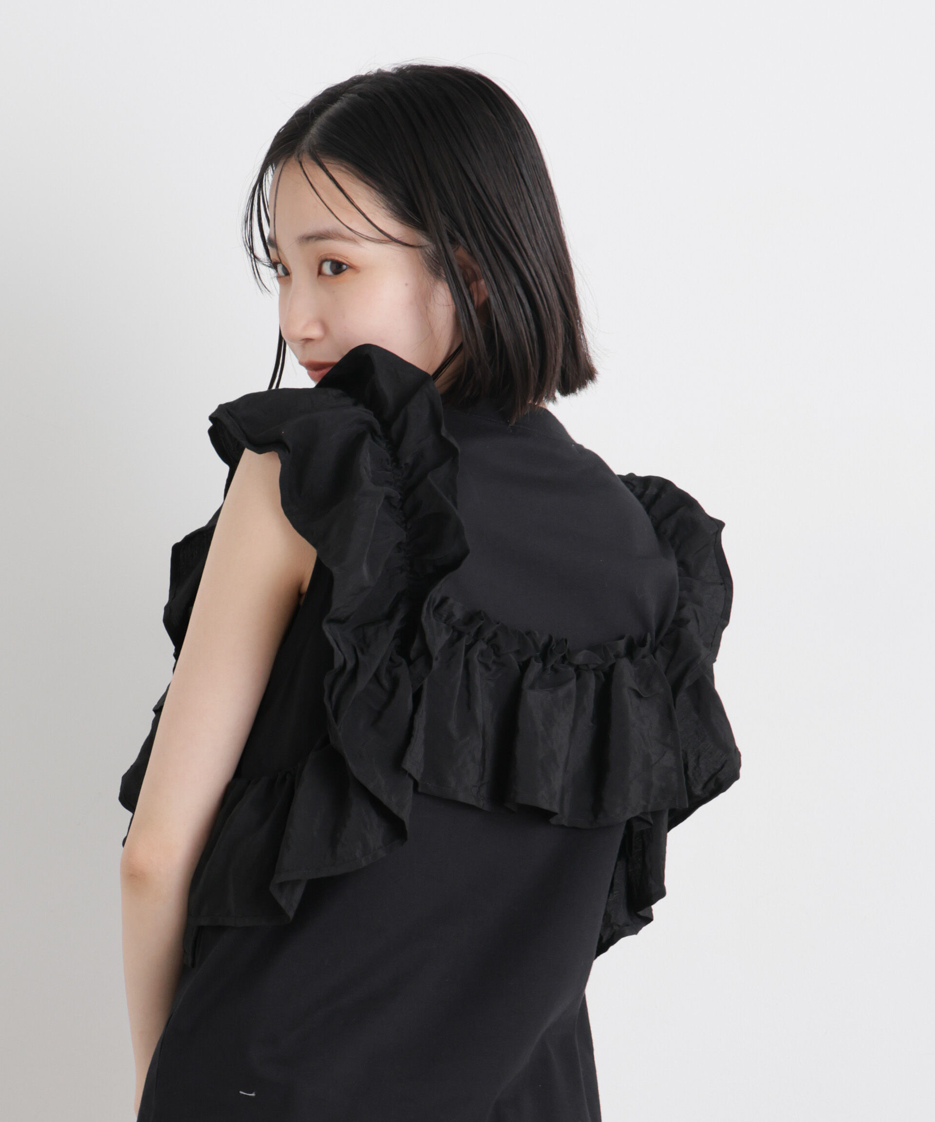 NANO universe「3wayデザインフリルコンビカットトップス」|Tシャツ・カットソー|