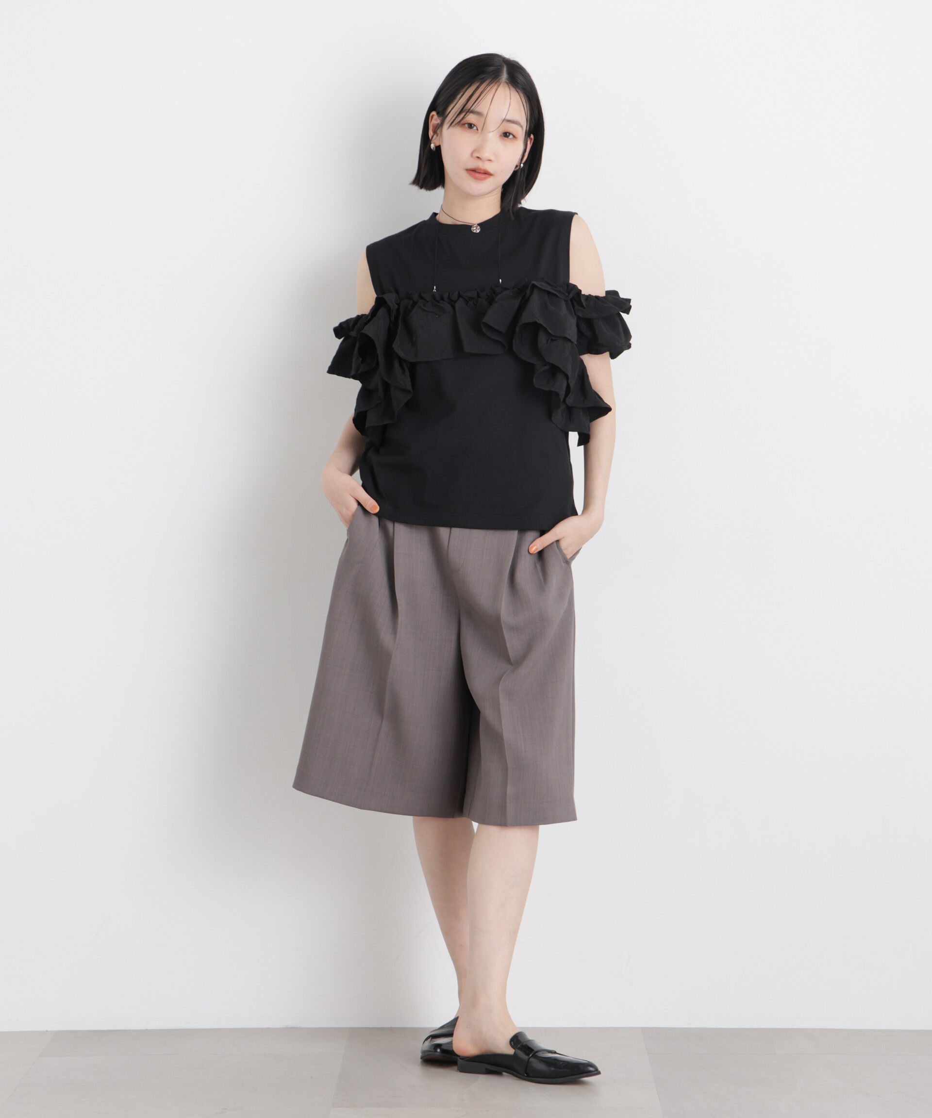 NANO universe「3wayデザインフリルコンビカットトップス」|Tシャツ・カットソー|